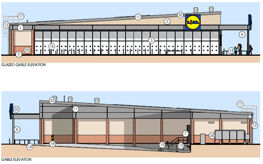 Diagram showing proposed new Lidl building