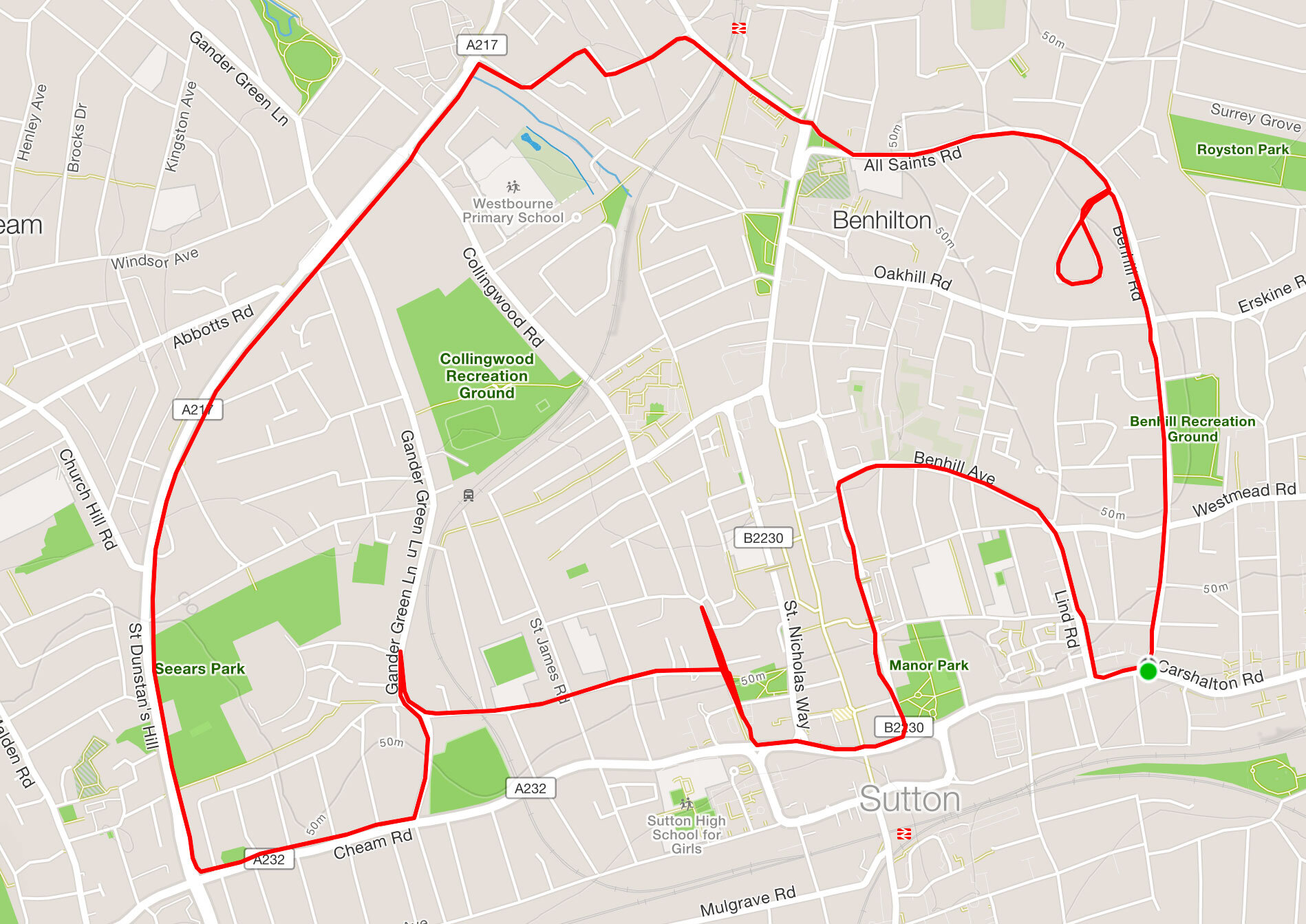 Example mammoth running route