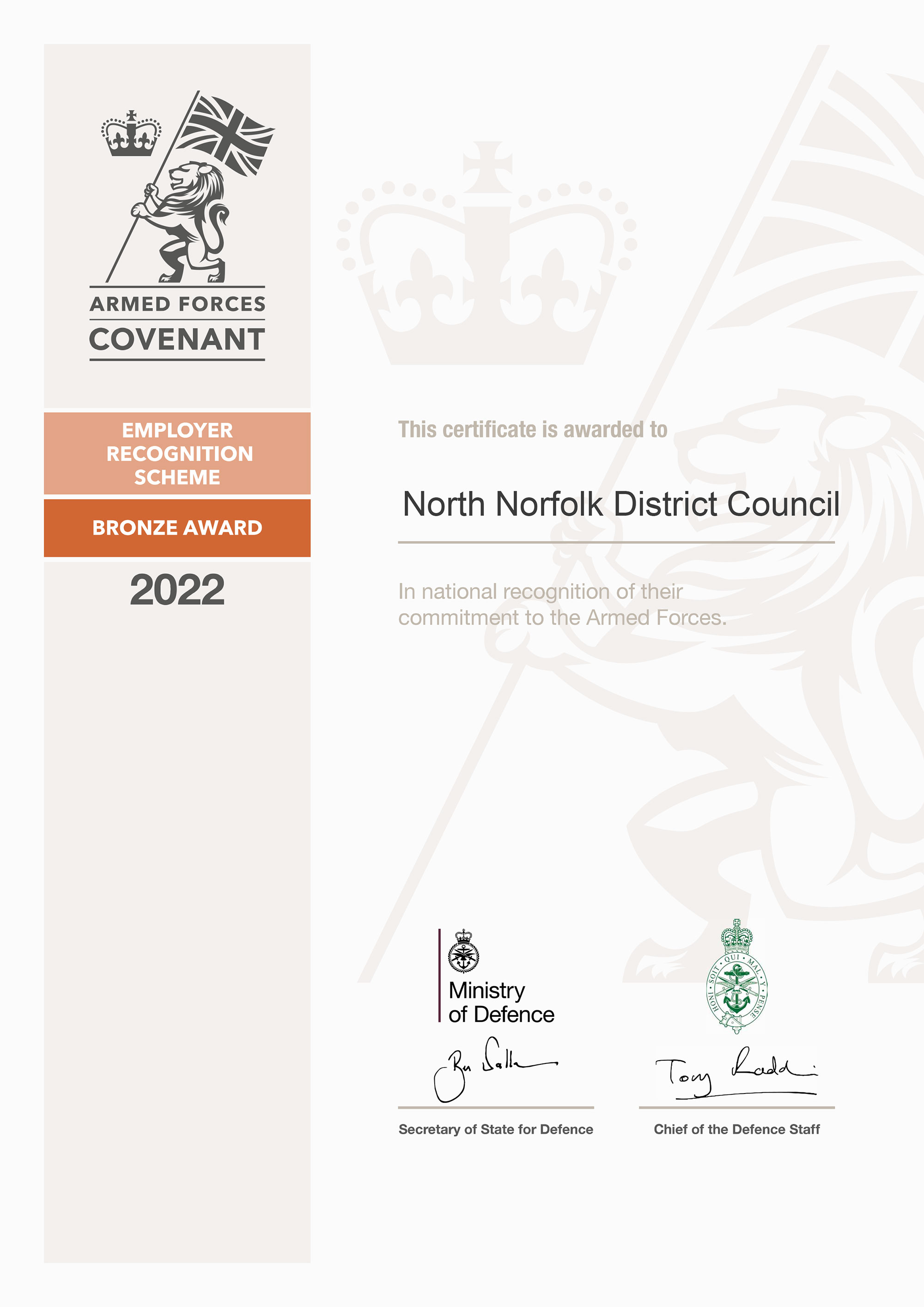 Employer Recogntion Scheme Bronze Award