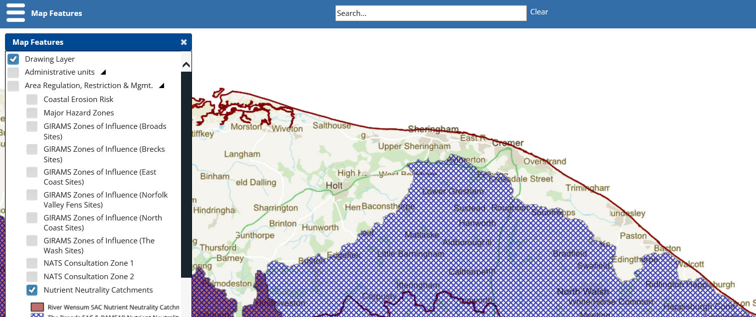 catchment area map layer