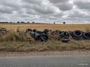 Witnesses sought as over 80 tyres fly tipped in Skeyton