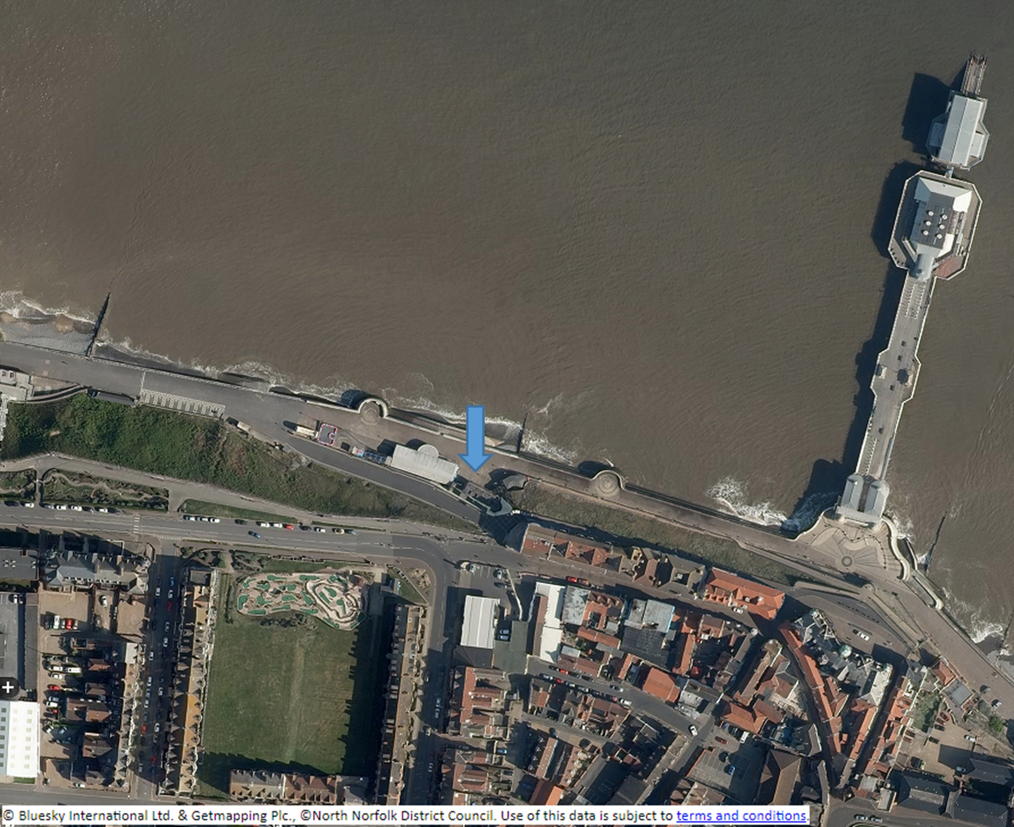 Aerial image of Cromer Promenade area